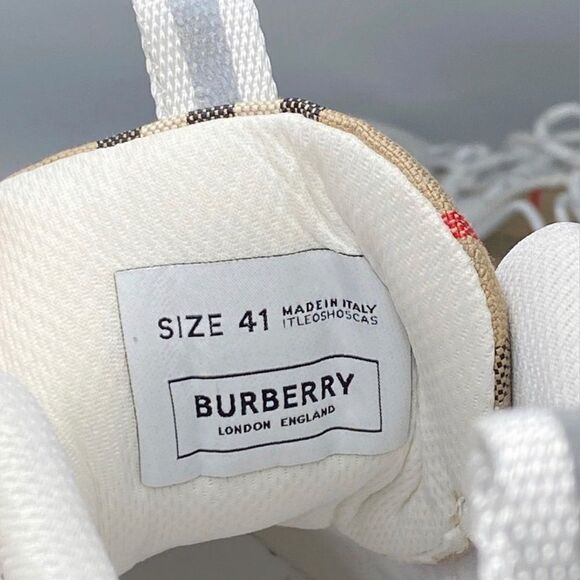 Burberry Arthur Vintage Check Cotton & Leather Sneakers size 41 - Picture 8 of 12